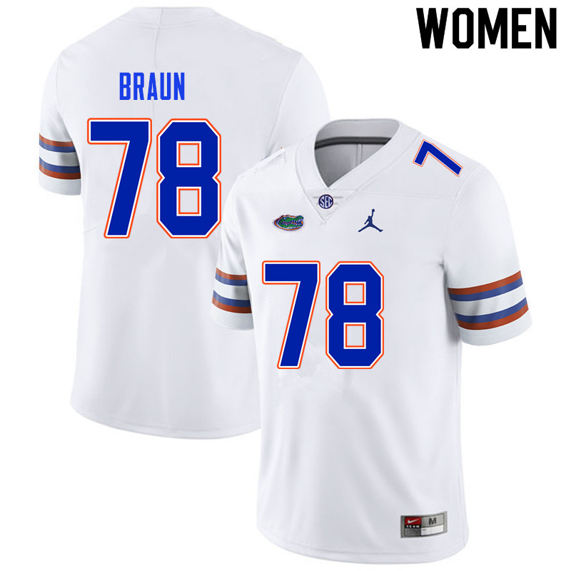 Women #78 Josh Braun Florida Gators College Football Jerseys Sale-White